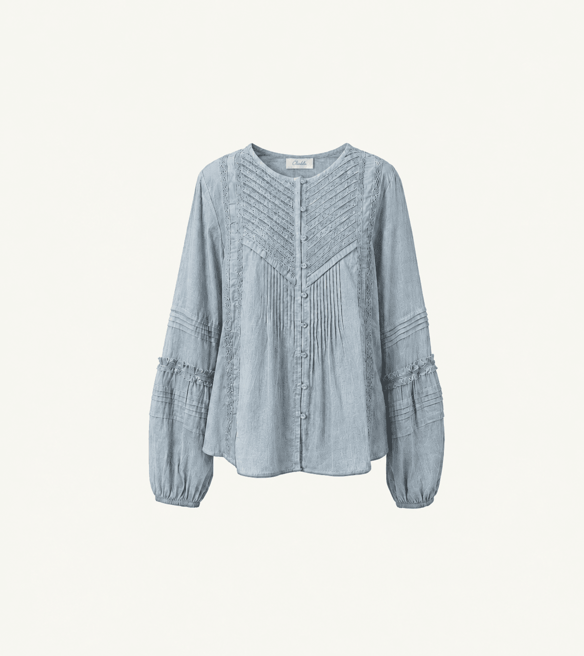 Cleobella Theodora Top in Dusty Blue - Elsa Dutton Outfits