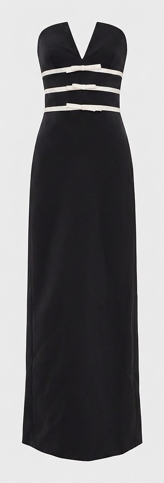 SIMKHAI Delore black bustier gown with contrast ribbons