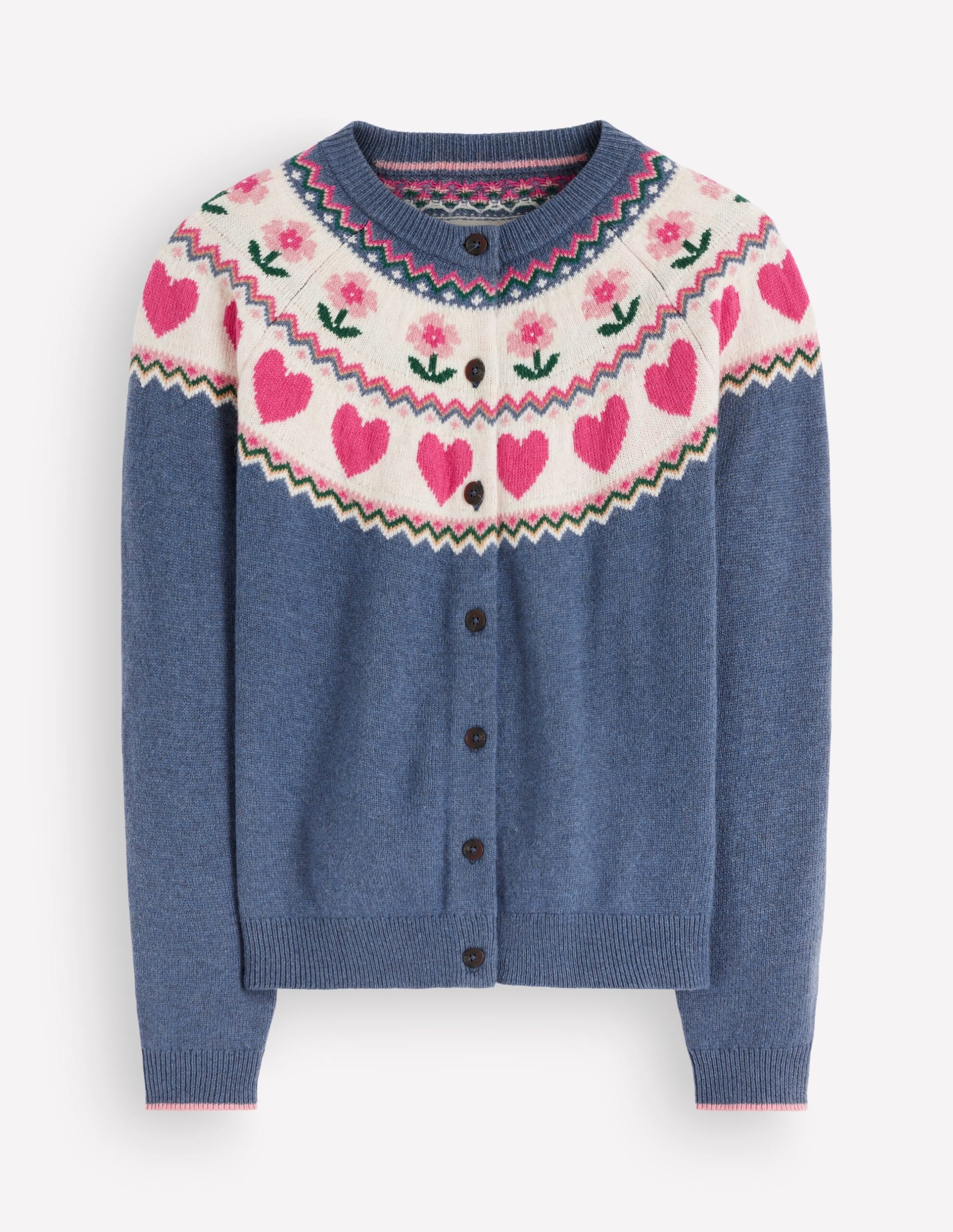 Boden Edie Fair Isle Cardigan in Blue Fair Isle - Elizabeth Dutton outfits Boden Edie Fair Isle Cardigan in Blue Fair Isle - Elizabeth Dutton outfits