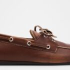 Miu Miu leather lace-up moccasins in brown - moccasins and boat shoes