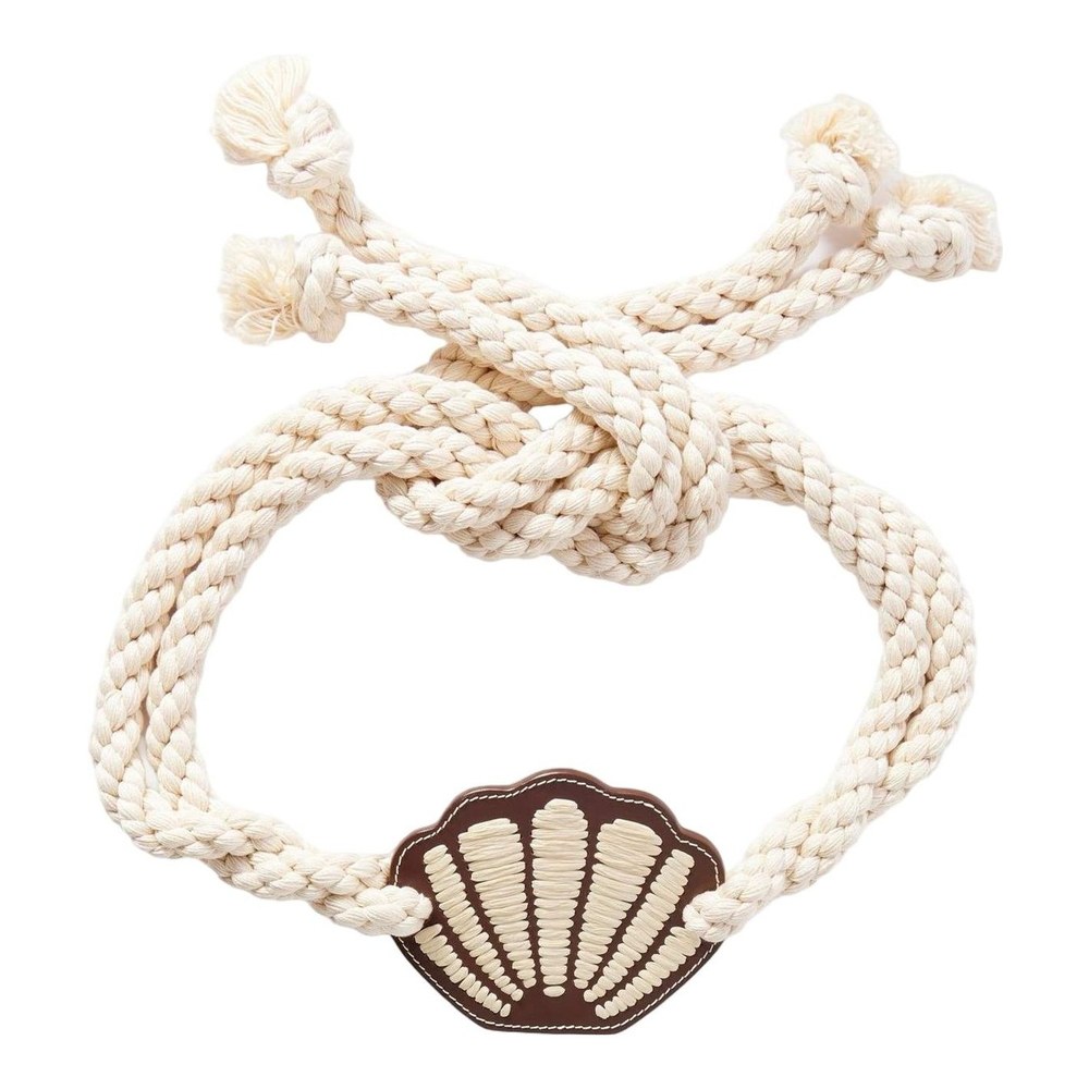 Johanna Ortiz Movimiento Maritimo ecru cord waist belt with leather shell