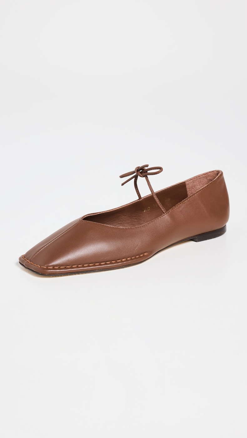 ALOHAS Sway chestnut ankle-tie flats