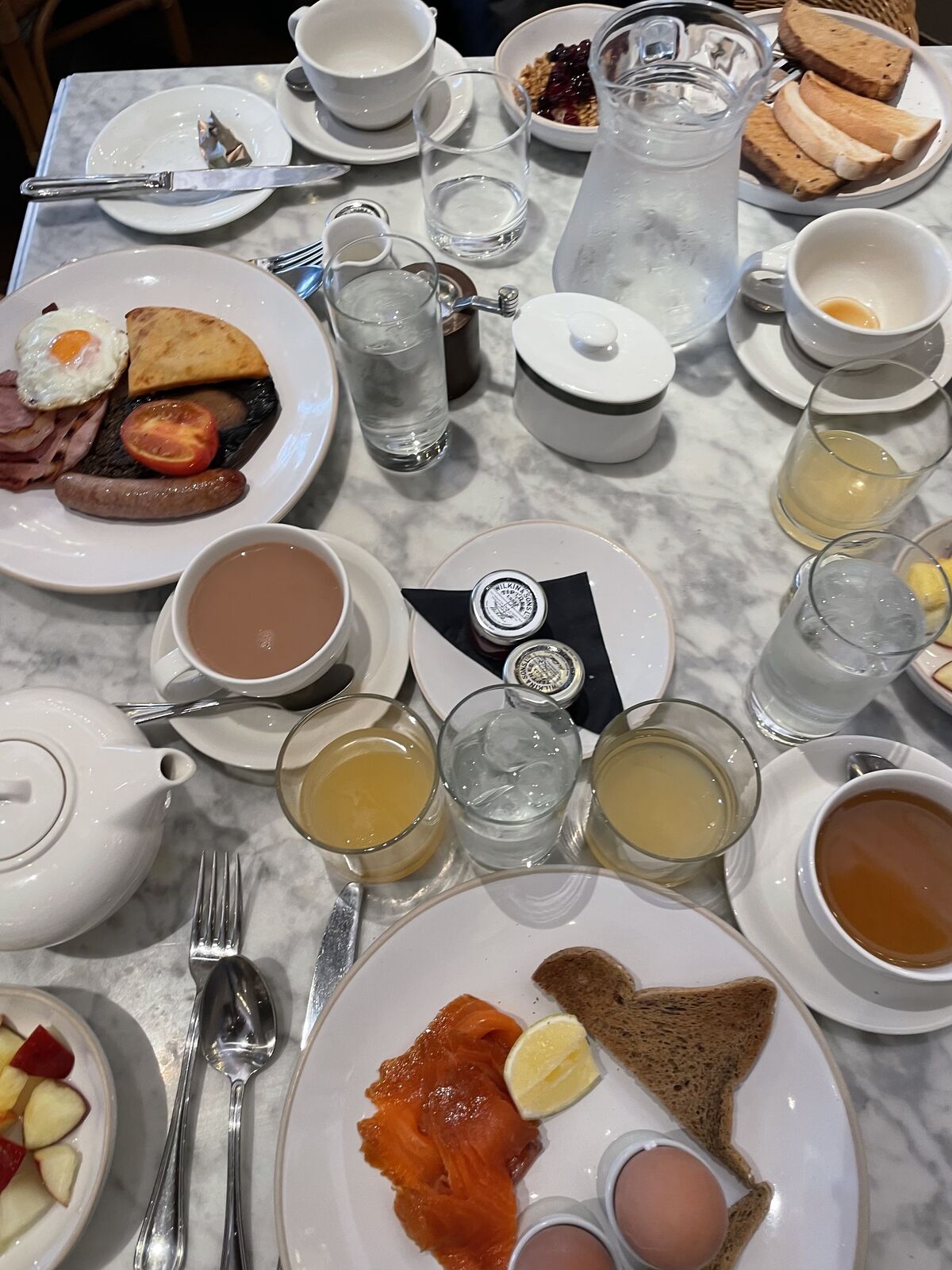 Breakfast table photographed during the Scotland trip