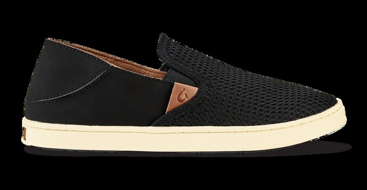 OluKai Pehuea black mesh slip-on sneakers
