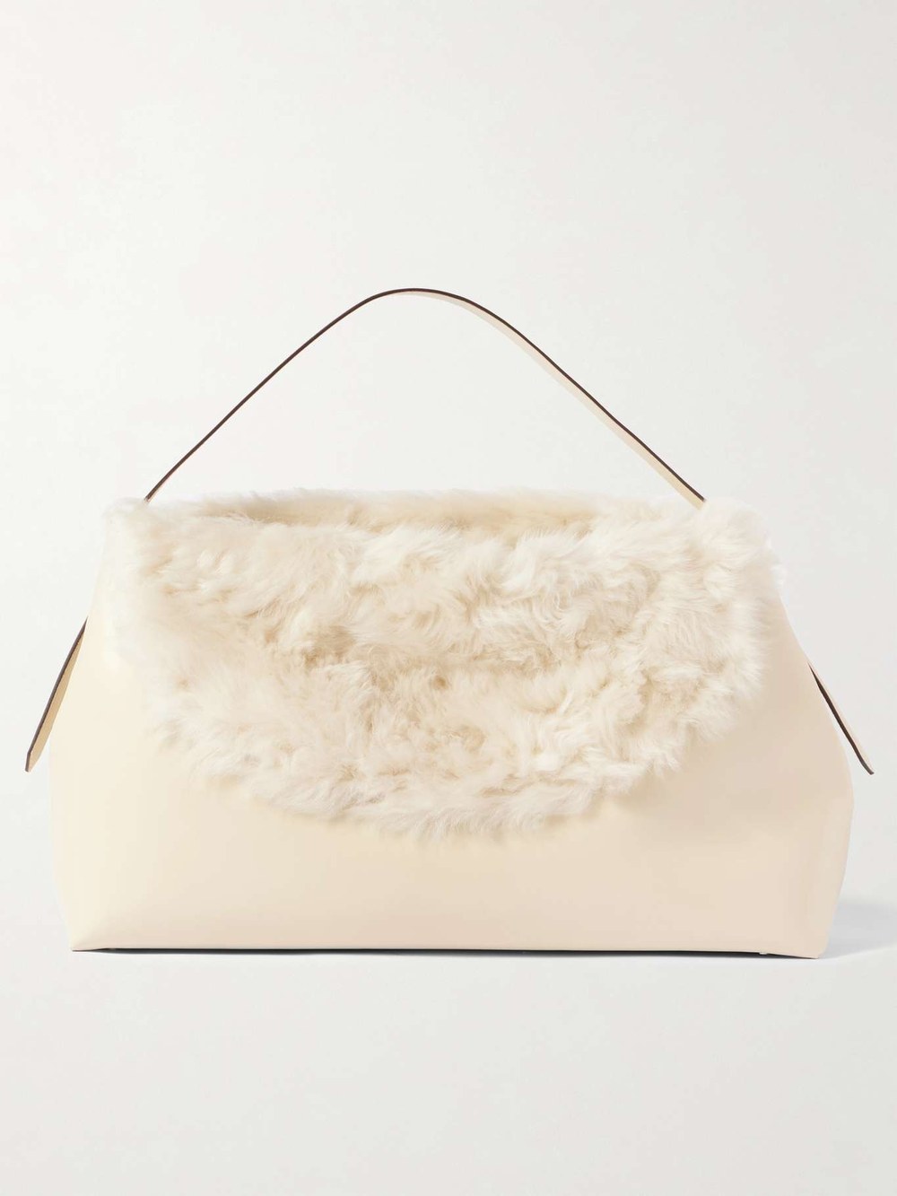 Toteme T-Lock ecru shearling flap shoulder bag