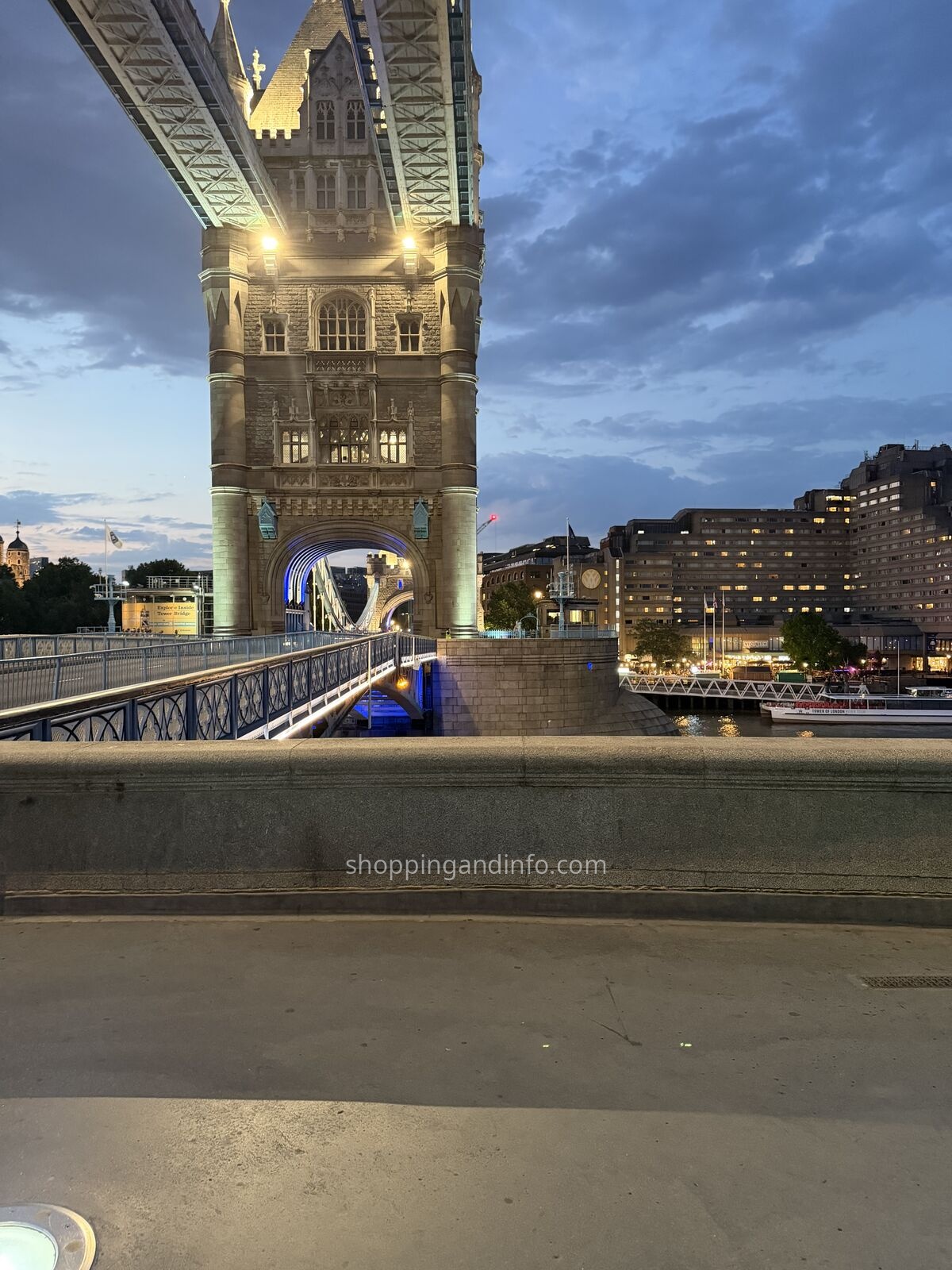 Tower Bridge at dusk on my London shopping trip