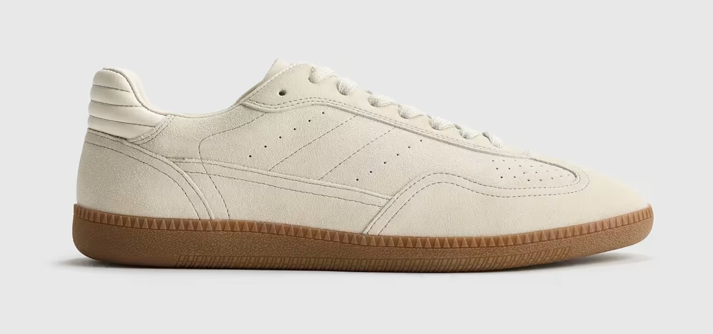 Quince birch Italian-suede gum-sole sneakers