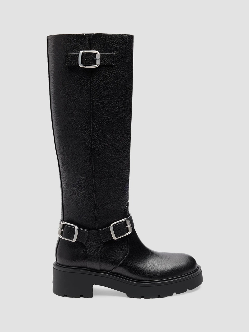 Stuart Weitzman Ren black knee-high moto boots