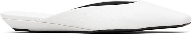 Loulou de Saison Alix white ostrich-effect leather mule flats