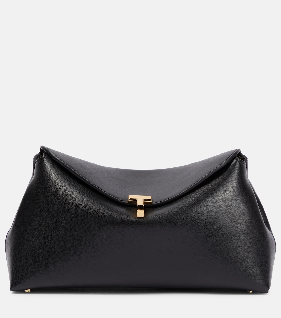 T-Lock Small leather clutch in black