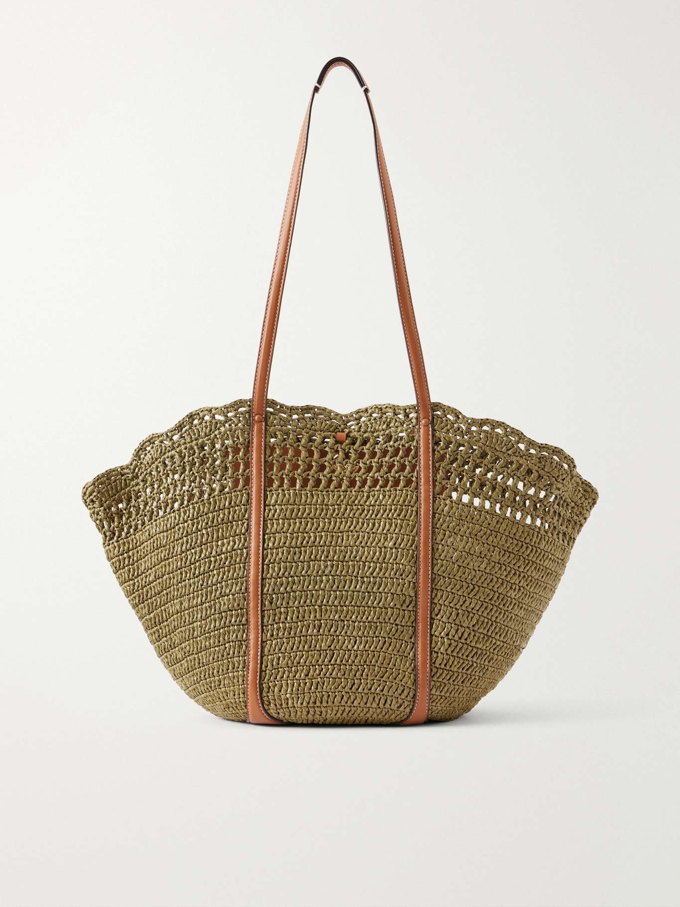 Ulla Johnson Marina woven raffia tote with leather shoulder straps