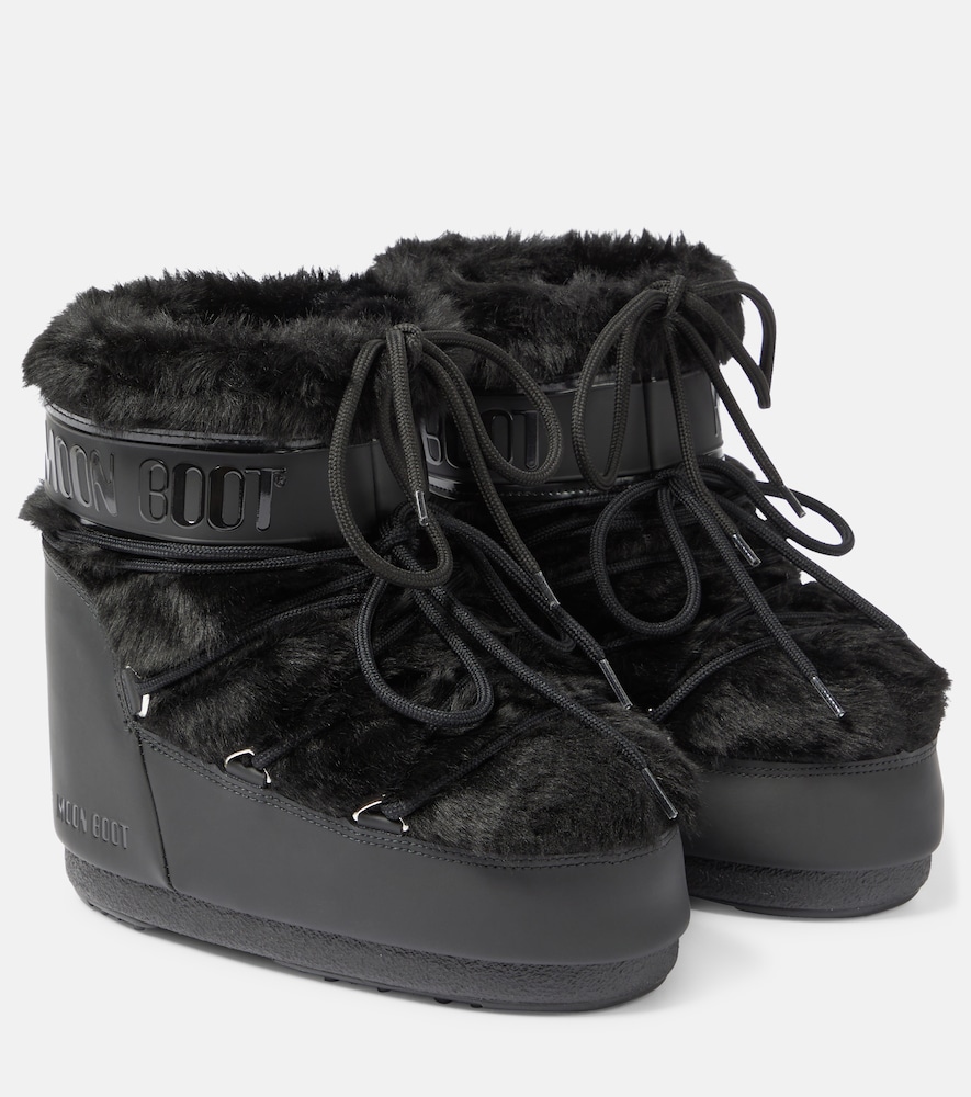 Moon Boot Black Icon Low Faux-Fur-Trimmed Snow Boots