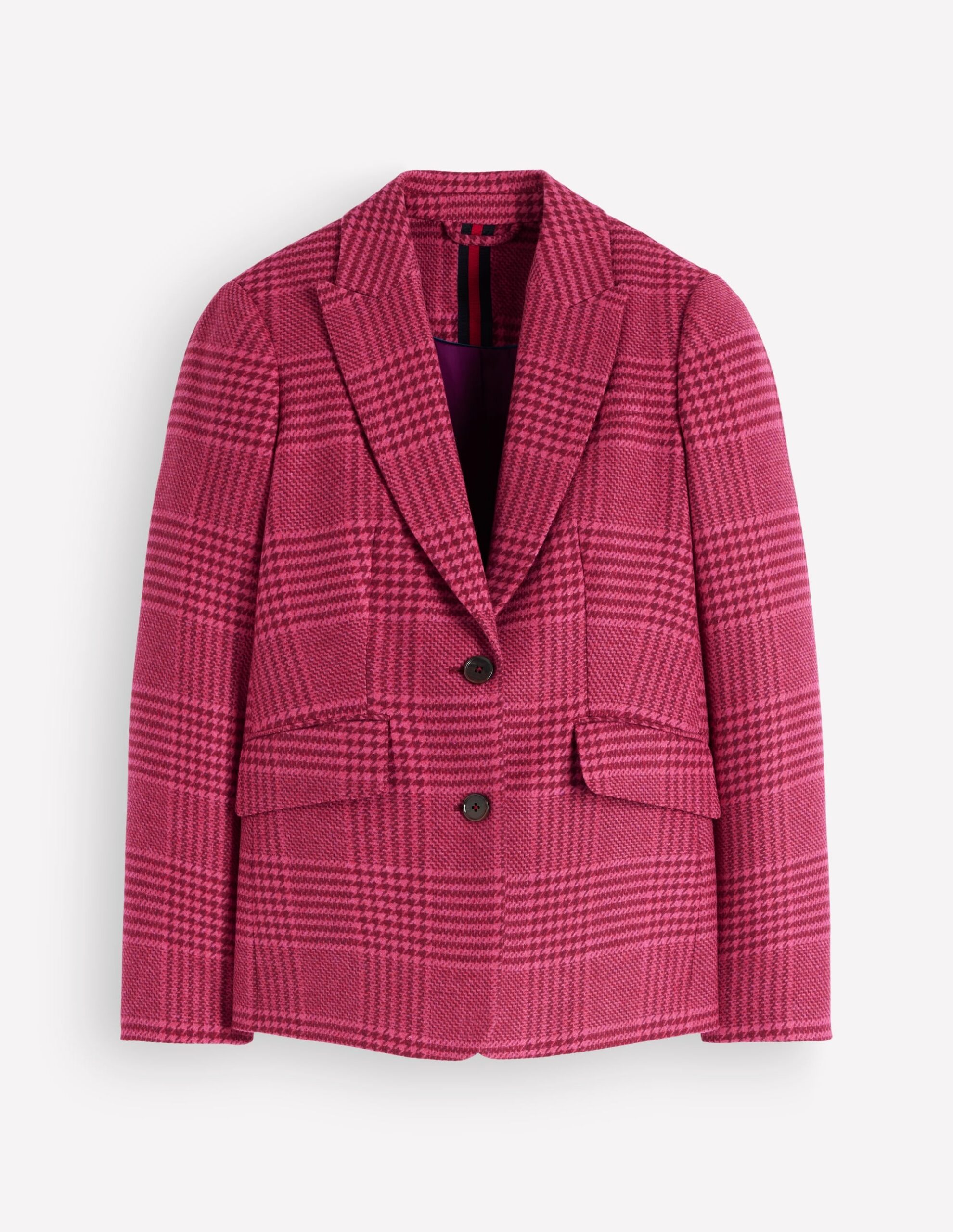 Boden Stamford Wool Blazer in Pink And Maroon Check