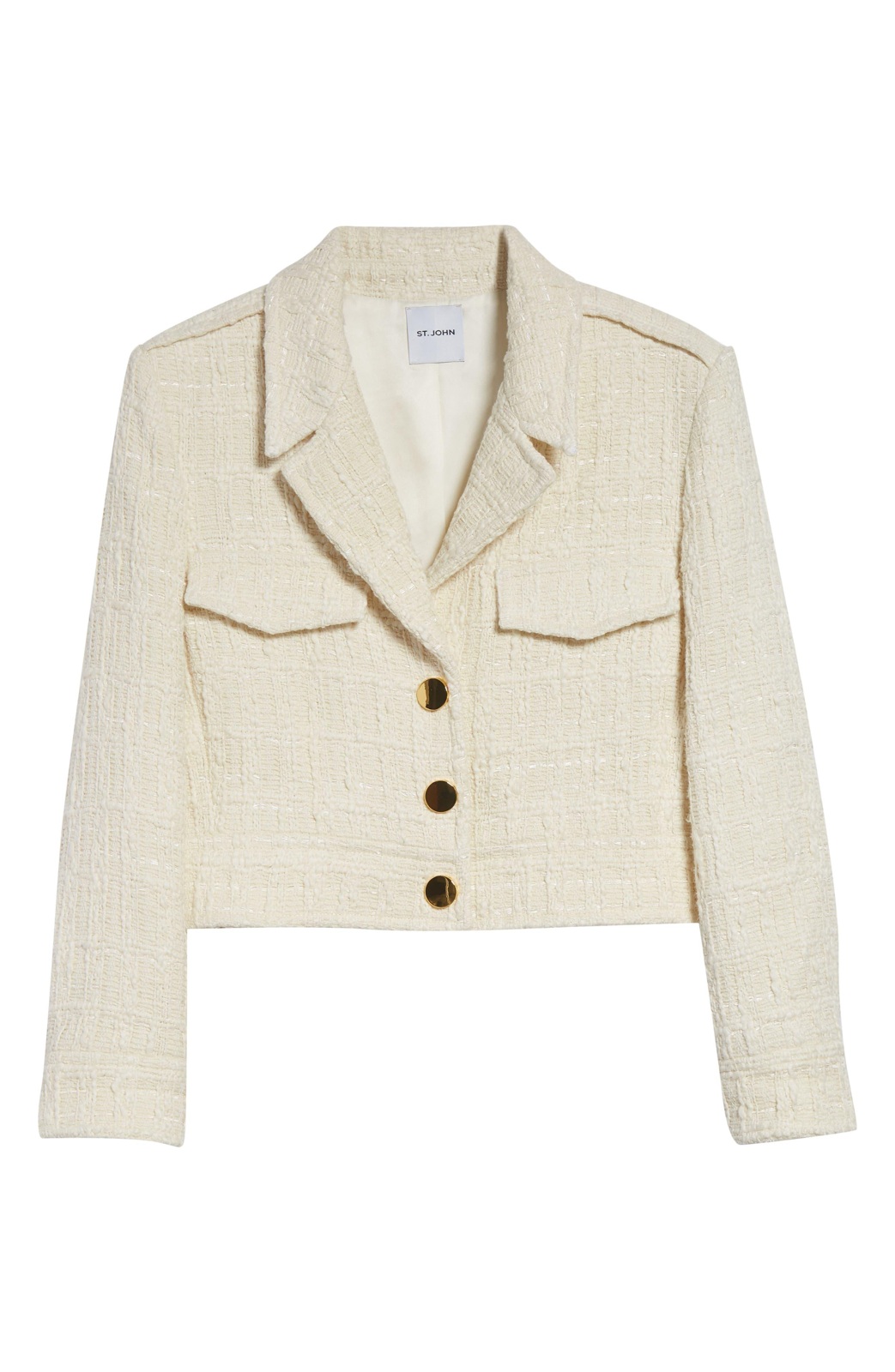 cream tweed jacket - St. John Avery Tweed Crop Jacket in Ecru - Cami Miller outfits