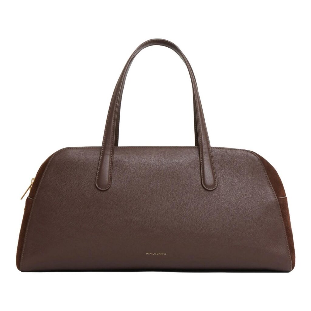 East-west bag: Mansur Gavriel Helios barrel bag in brown