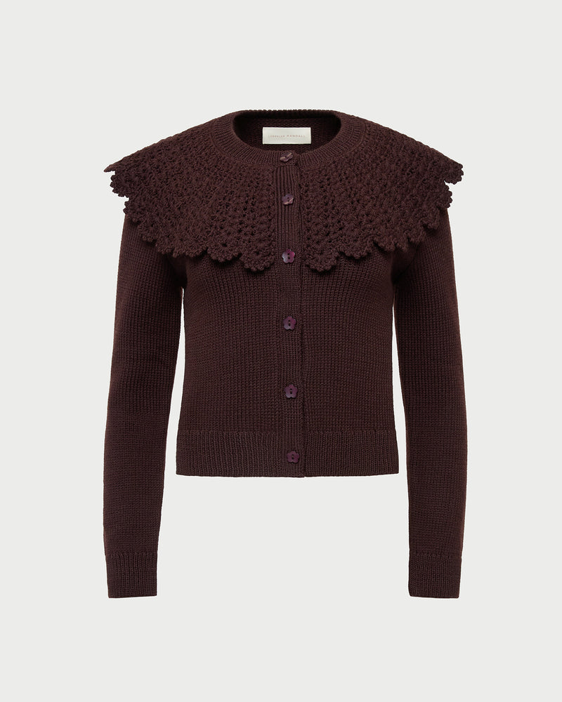 Loeffler Randall Wynn Cardigan in Dark Brown - Elizabeth Dutton outfits Loeffler Randall Wynn Cardigan in Dark Brown - Elizabeth Dutton outfits