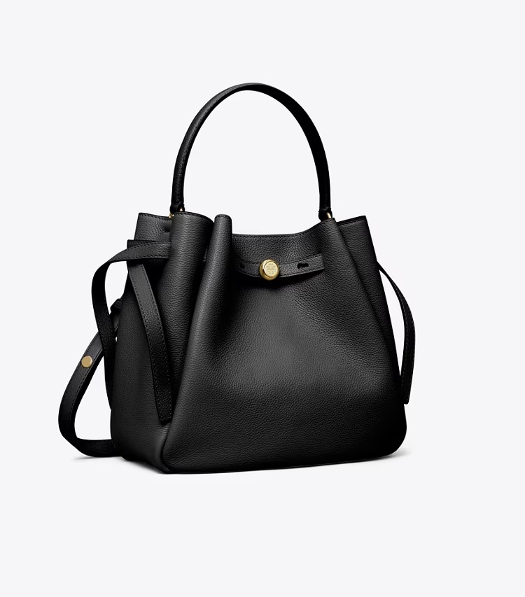 Tory Burch Romy black pebbled-leather bucket bag