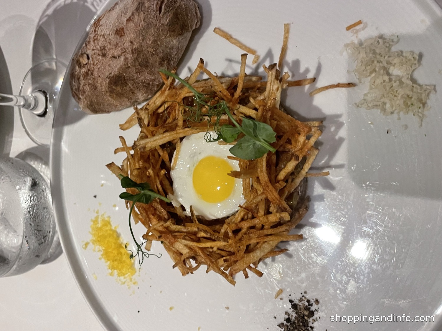 Egg dish and shoestring potatoes at Marche Moderne - Newport Beach restaurants Egg dish and shoestring potatoes at Marche Moderne - Newport Beach restaurants