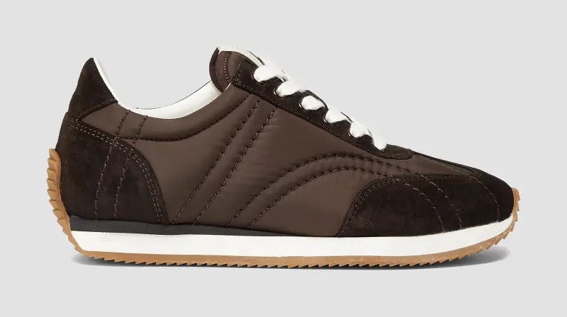 Toteme espresso monogram-quilted sneakers