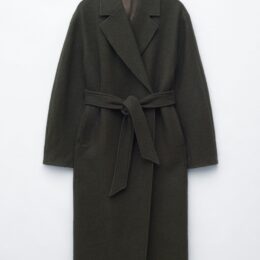 trapeze coat & Other Stories Voluminous Belted Wool Coat Dark Green