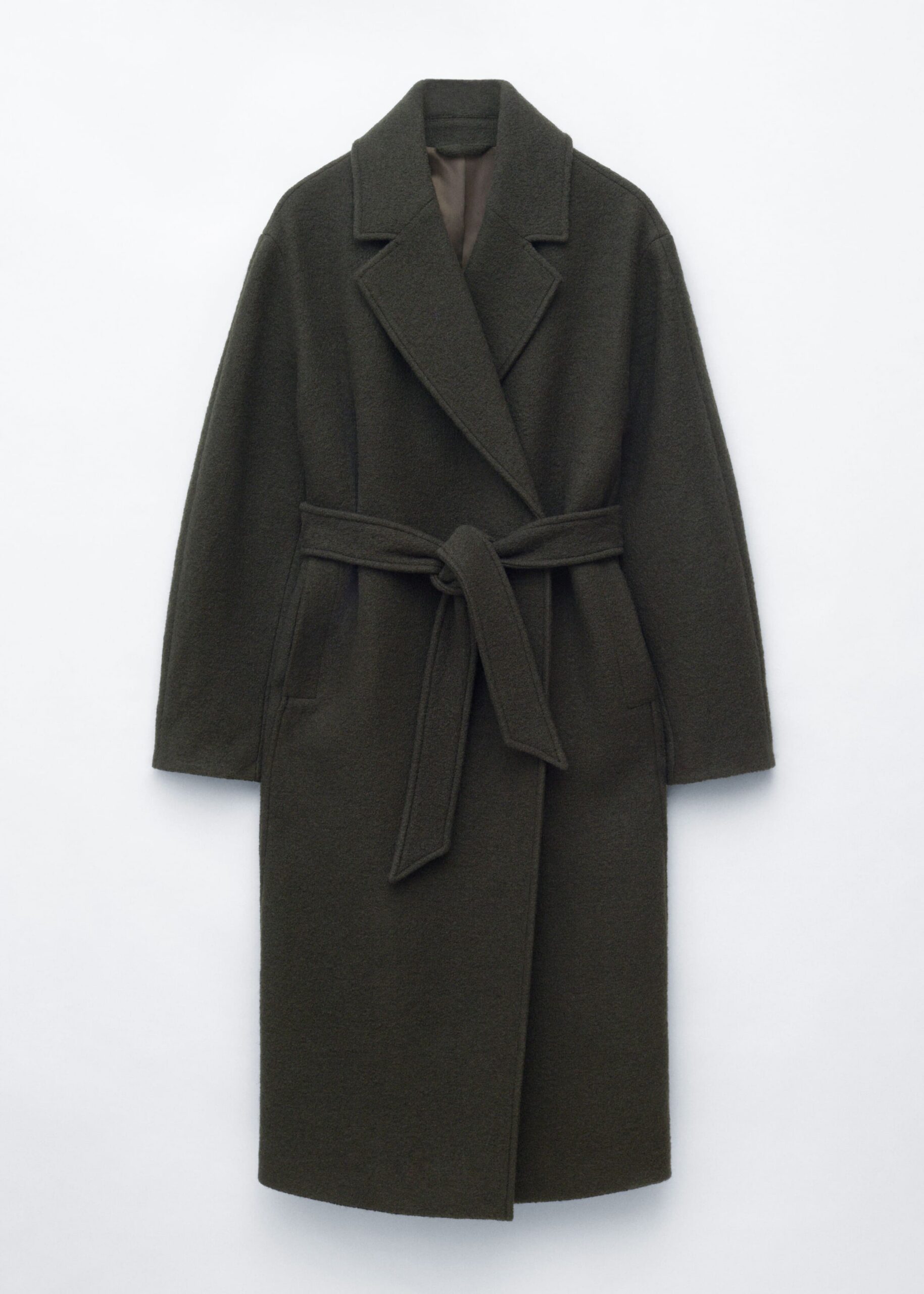 trapeze coat & Other Stories Voluminous Belted Wool Coat Dark Green