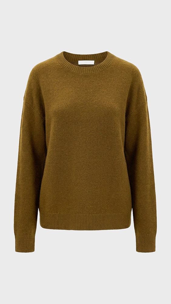 Moss-ochre boiled-cashmere crewneck - Vince