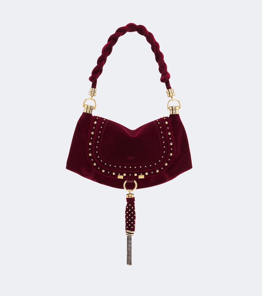 Marcie Foulard Small velvet shoulder bag in red