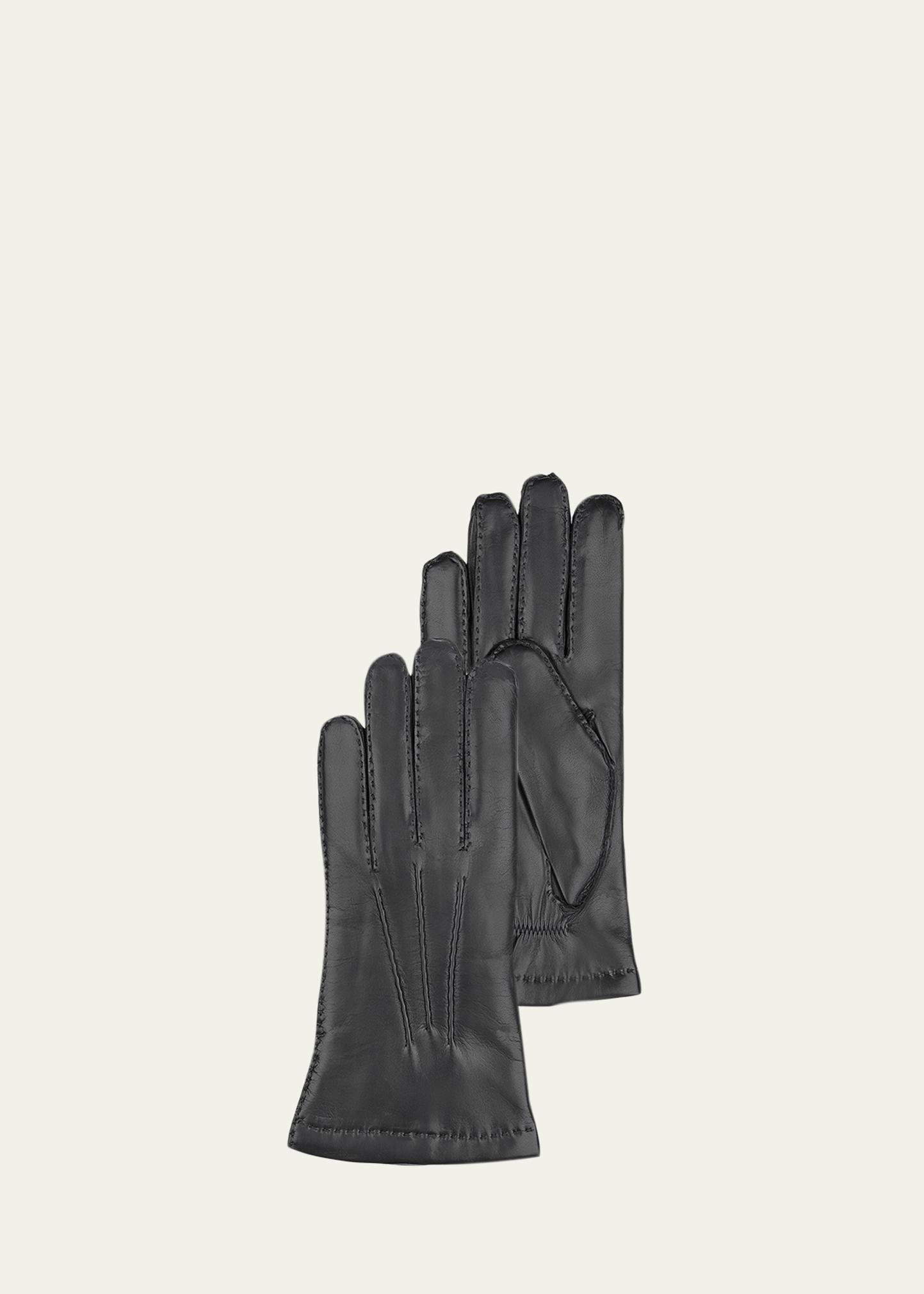 Hestra Black Hairsheep Leather Gloves with Cashmere Lining