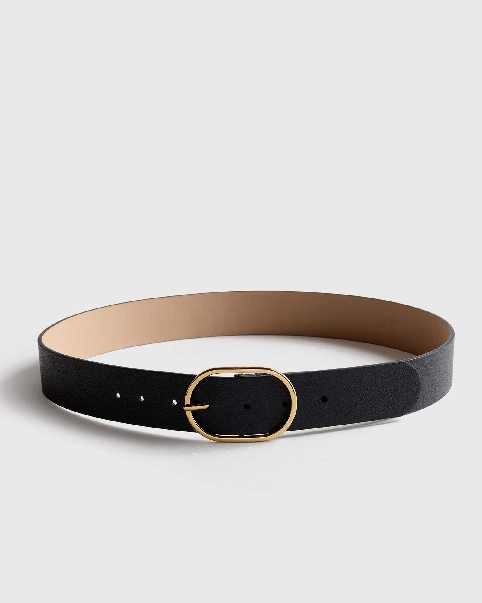 Quince Cleo Oval European Leather Belt in Black - Rebecca Falcone outfits Quince Cleo Oval European Leather Belt in Black - Rebecca Falcone outfits