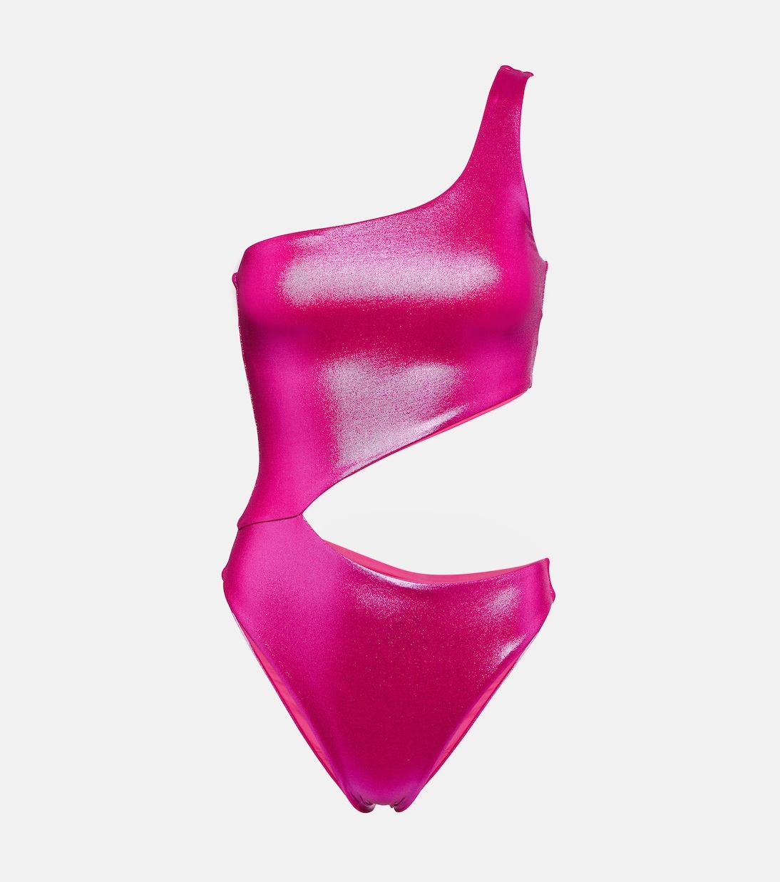 Pink metallic Nassau one-shoulder swimsuit