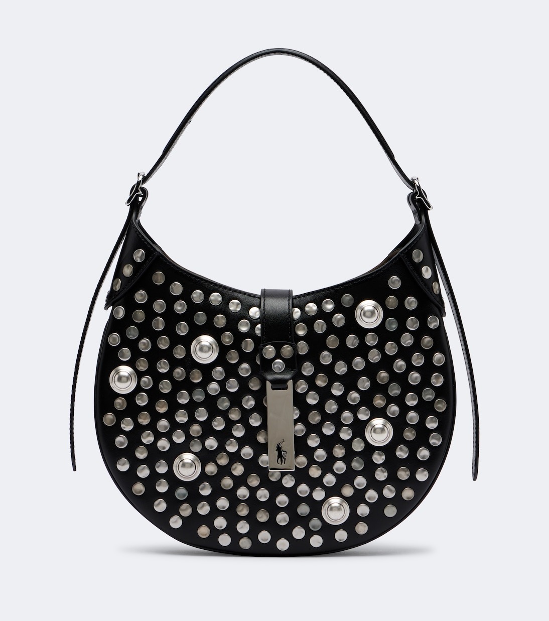 Black studded Polo ID small leather shoulder bag