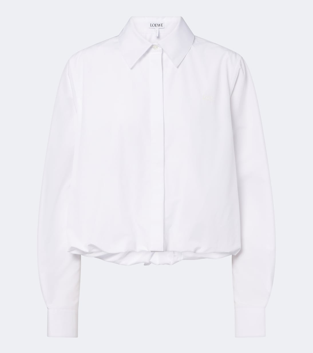 Loewe Cropped Cotton Poplin Shirt in White - white button-up shirts
