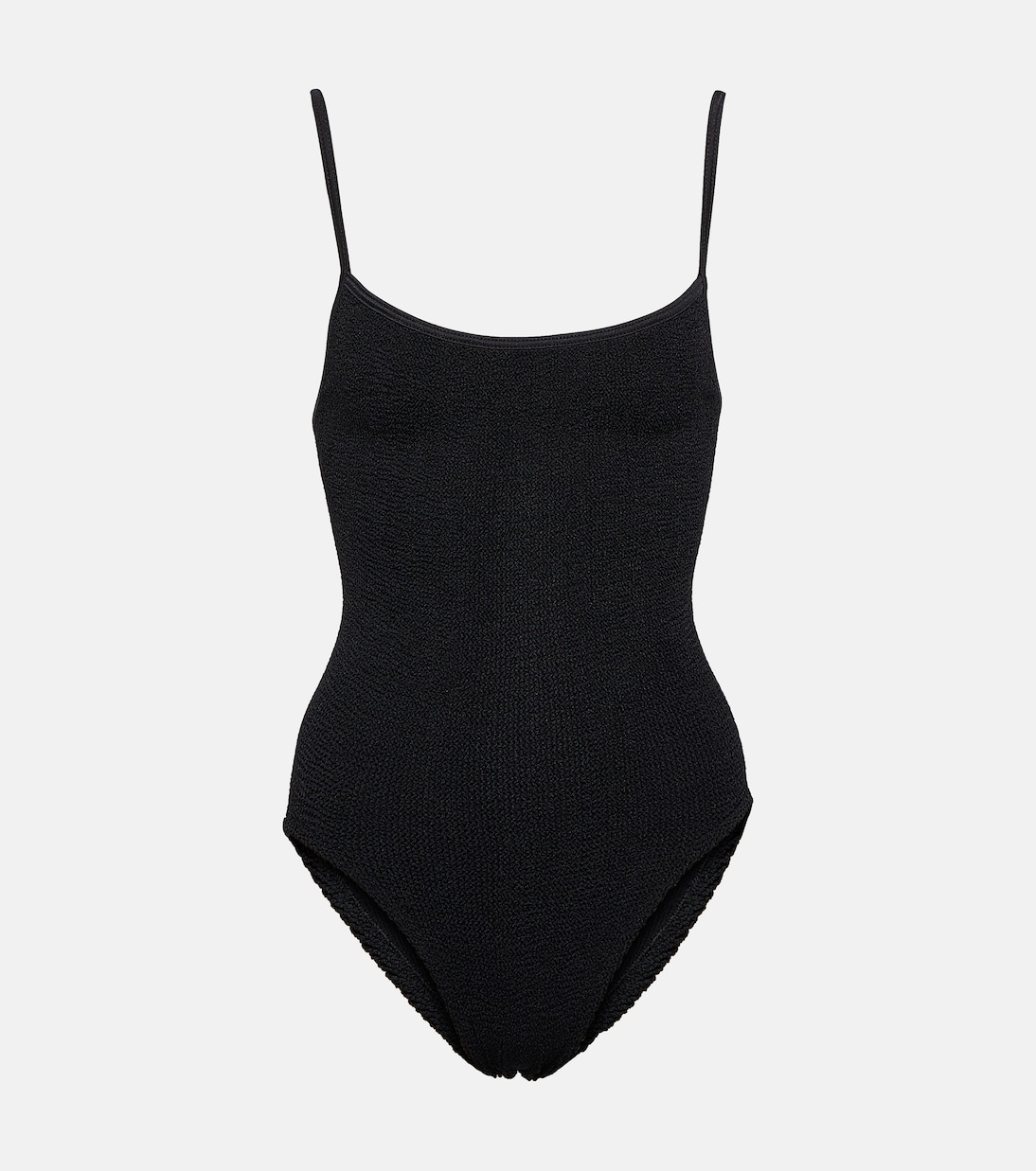 Black crinkle-stretch Pamela scoop-neck swimsuit