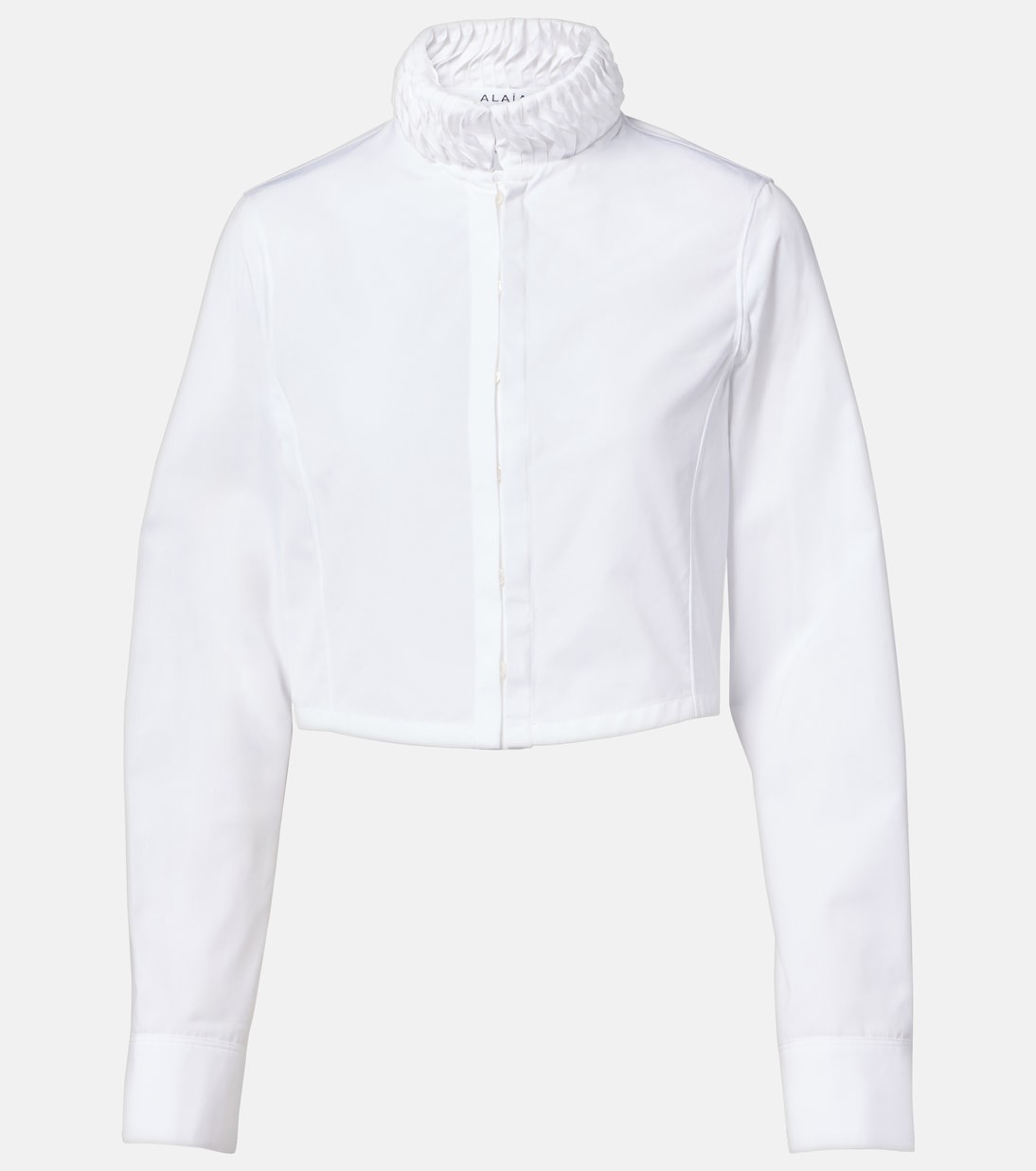 Alaïa Cropped Cotton Poplin Shirt in White - white button-up shirts