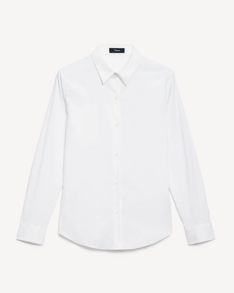 Theory Fitted Shirt in White Good Cotton - white button-up shirts