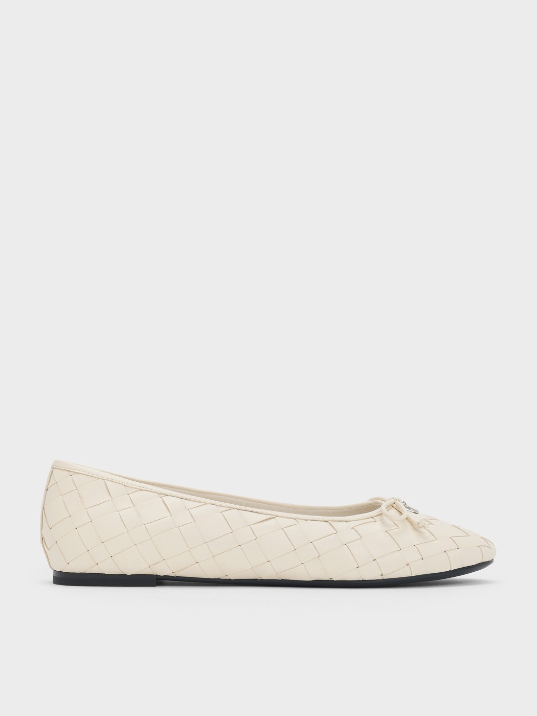 Charles & Keith Ivette chalk woven bow ballet flats