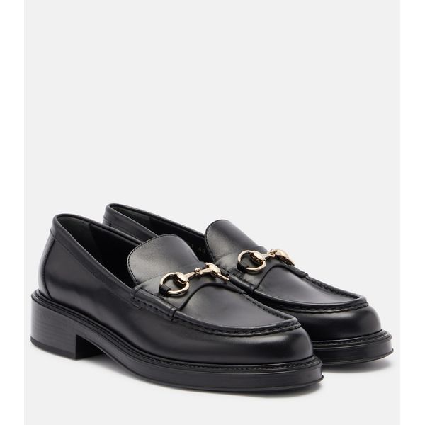 Gucci Black Leather Horsebit Loafers