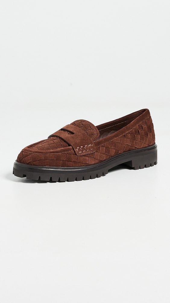 Espresso woven leather Rina lug-sole loafers by Loeffler Randall