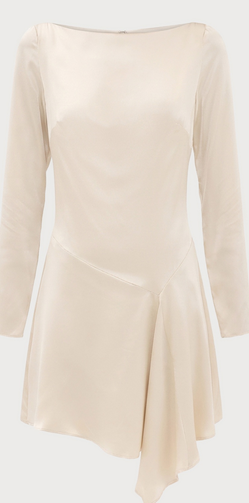 Reformation Kline almond silk long-sleeve mini dress