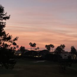 Angela Norris outfits inspiration: my desert sunset photo with palms and a golf course