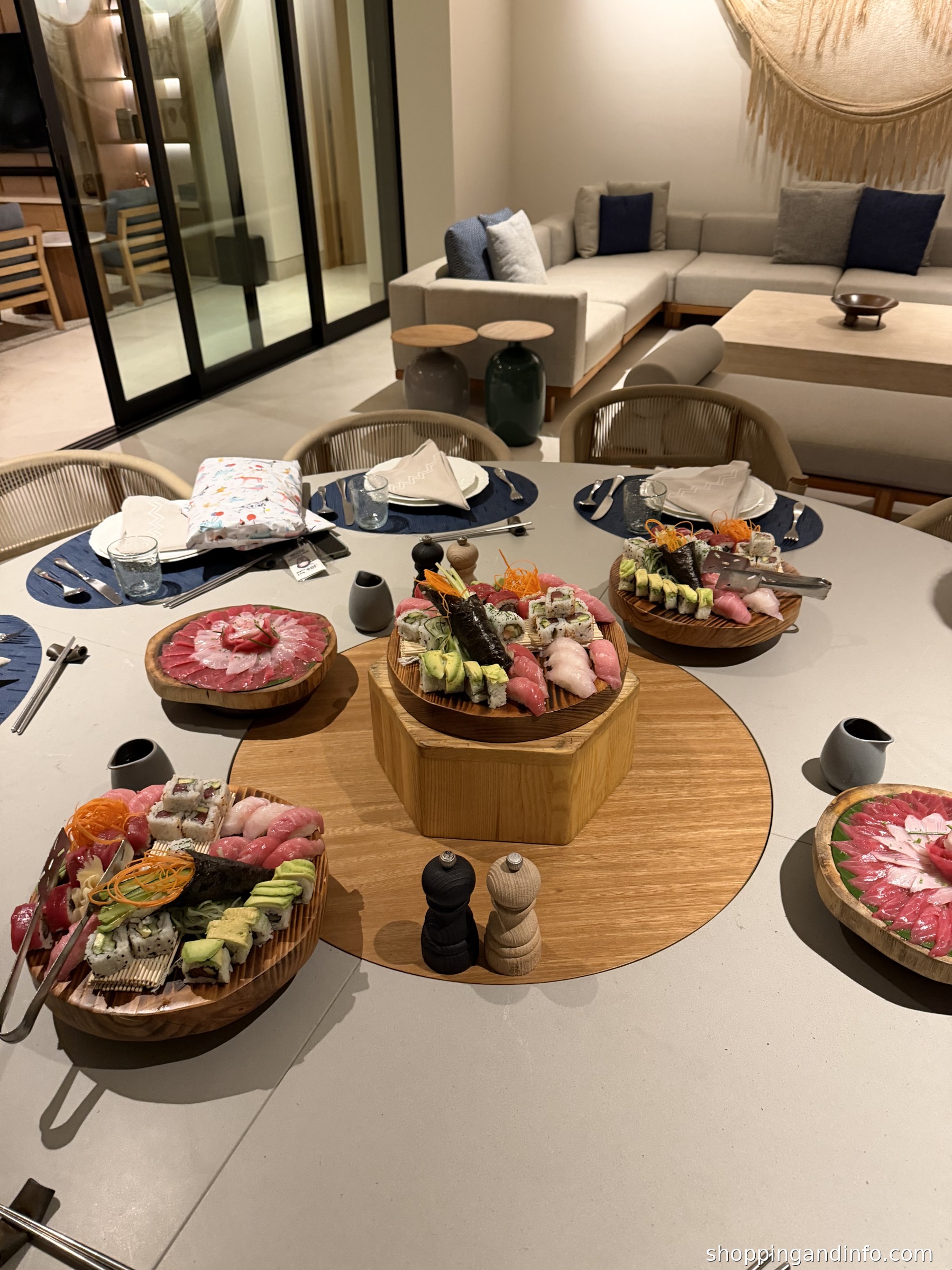Cabo resort outfits inspiration - sushi lunch table at the residence, photographed by Shopping and Info