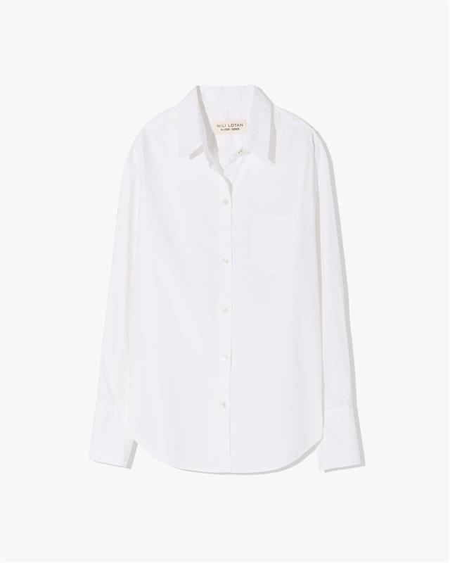 Ivory Nili Lotan NL cotton shirt with a chest pocket and tall cuffs