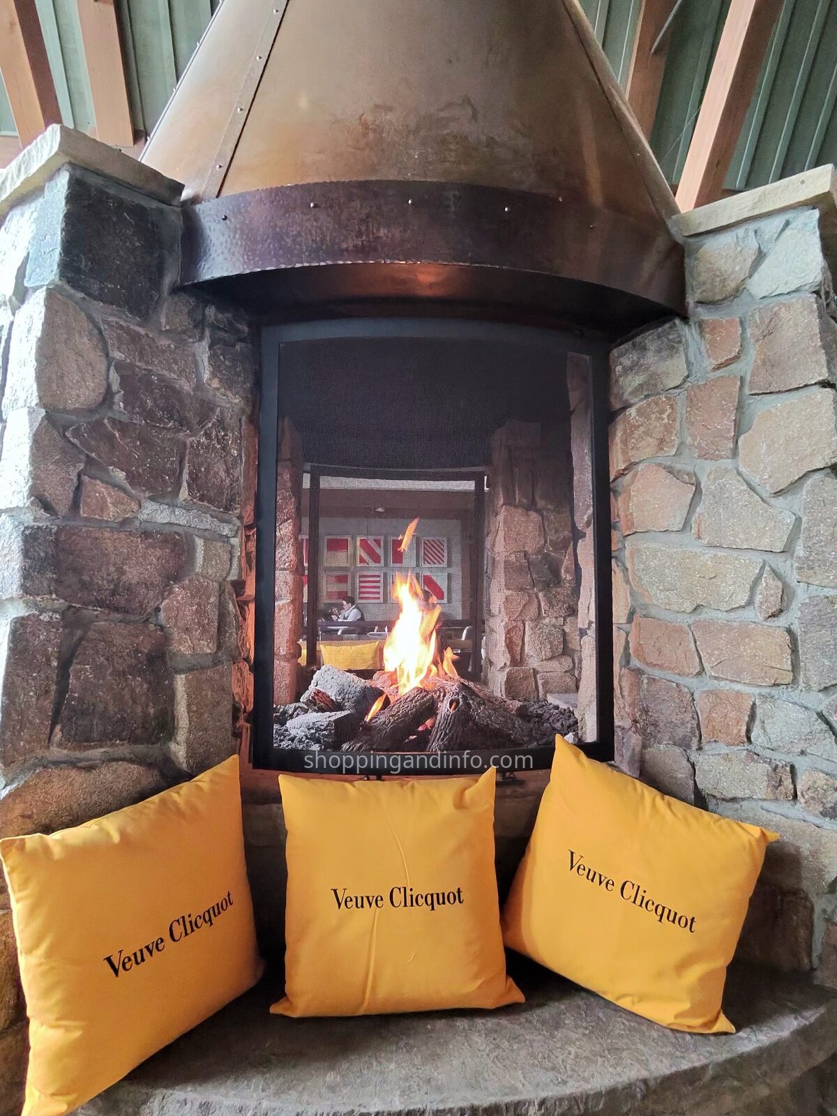 Champagne by the fireplace at the hotel