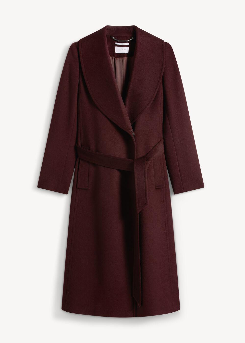 Hobbs Petite Sara Wool Coat in Malbec - petite clothing and proportion guide