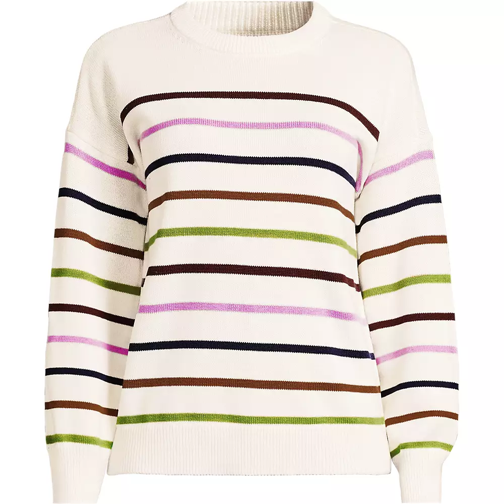 Lands' End Petite Drifter Crew Neck Sweater - petite clothing and proportion guide