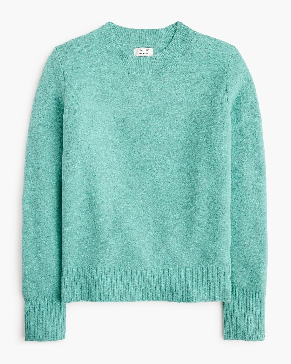J.Crew Factory heather vintage aqua extra-soft yarn crewneck sweater