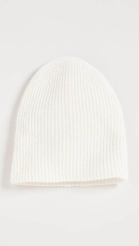 Soft-white ribbed cashmere beanie - White & Warren