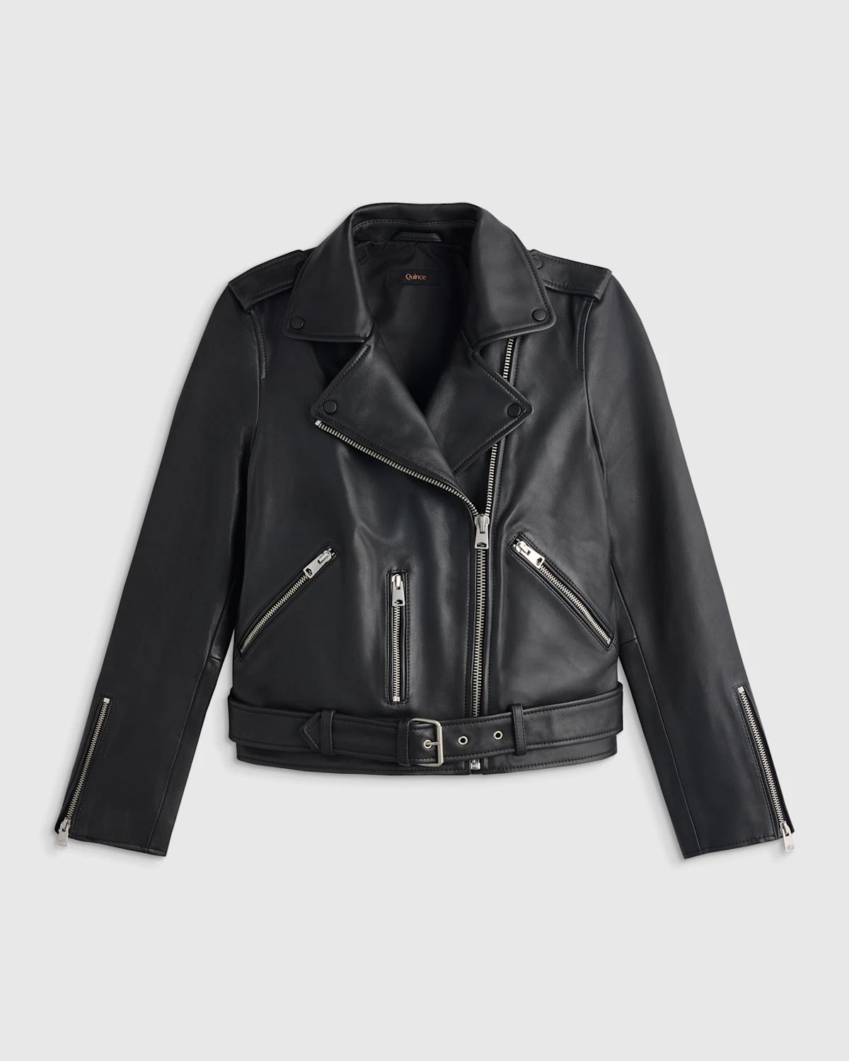the black leather motorcycle jacket
