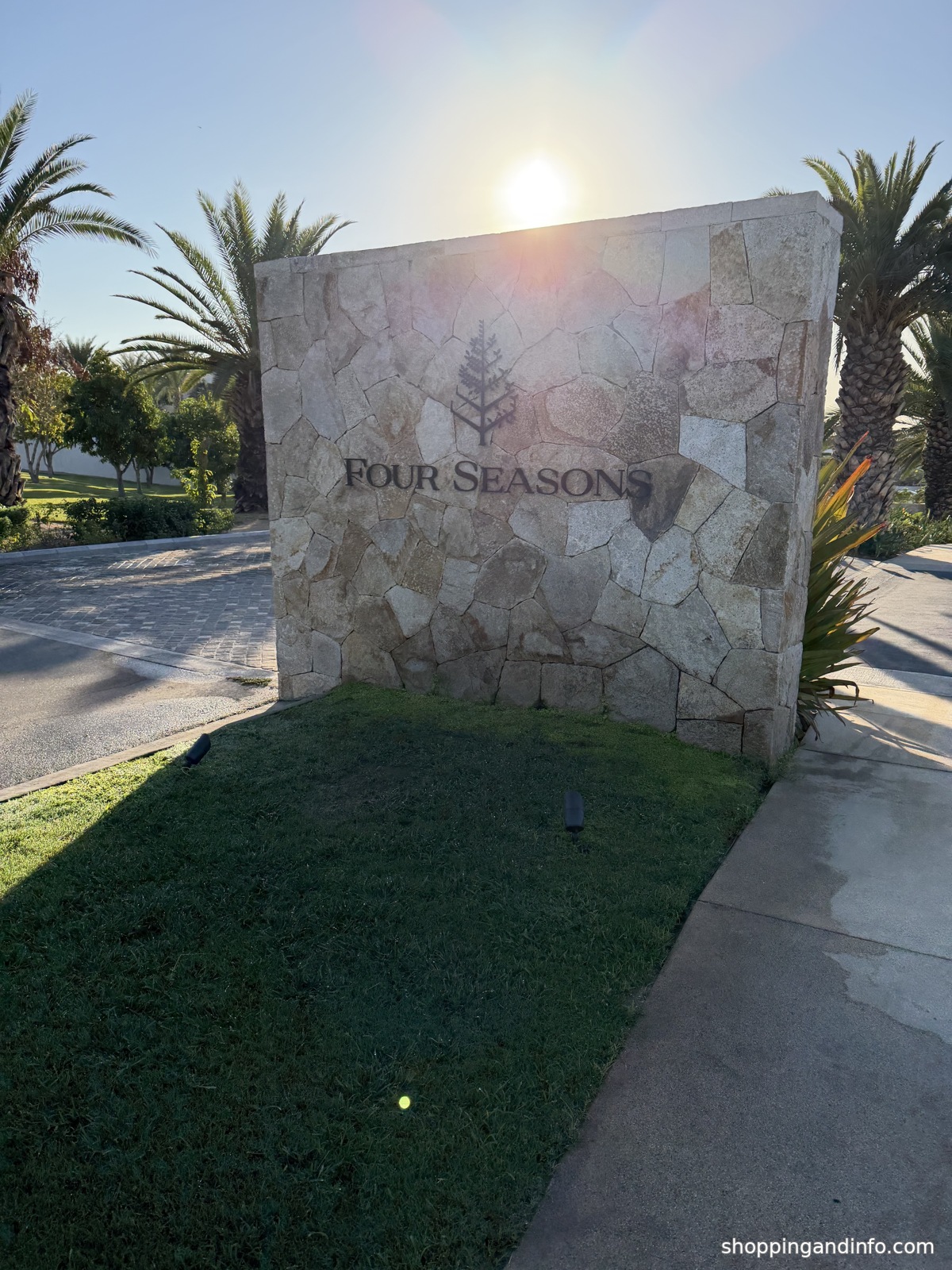 Four Seasons Cabo Del Sol entrance sign and gardens - Cabo travel guide