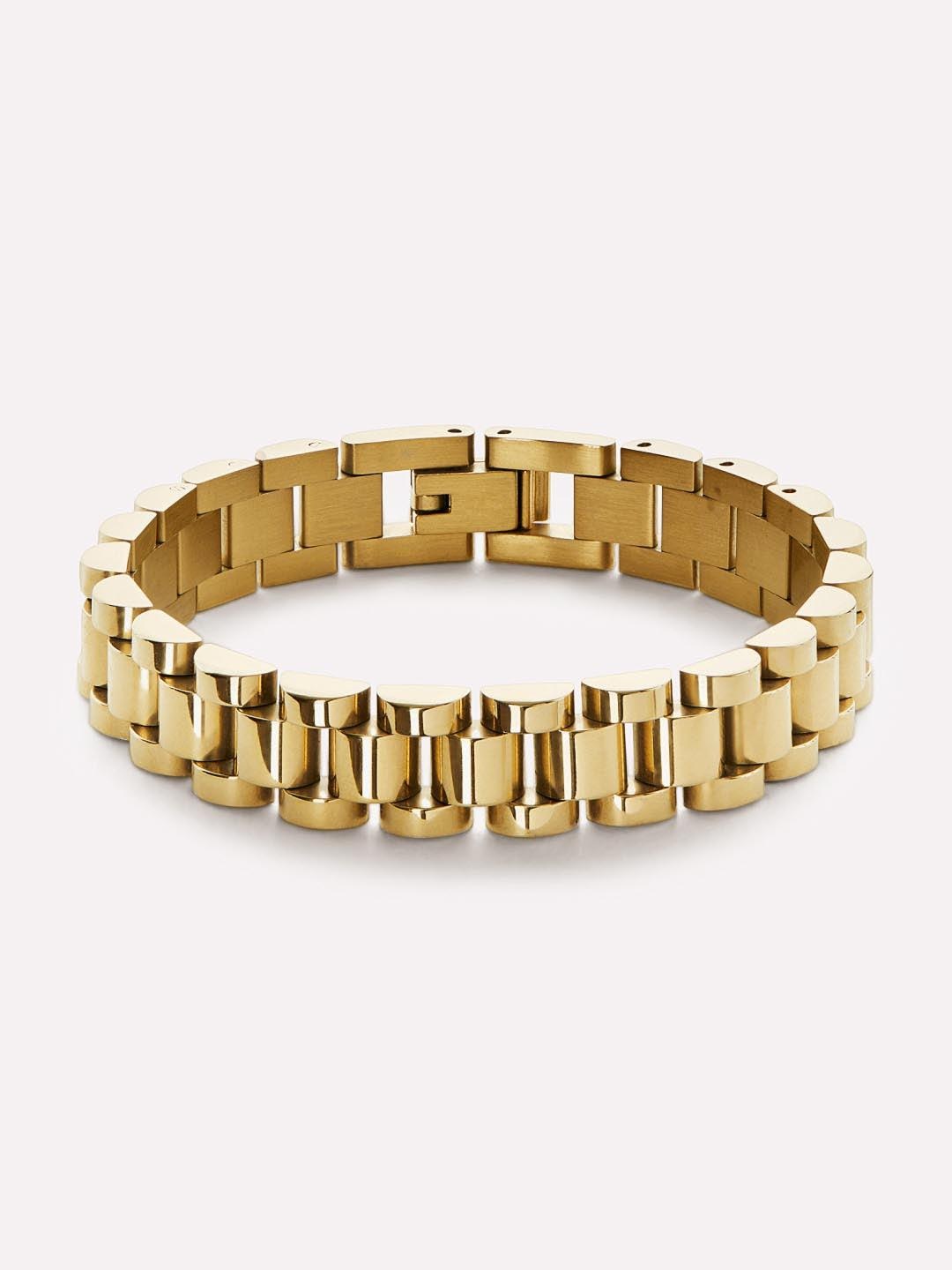 gold watch-strap bracelet - Ana Luisa Ora Watch Strap Bracelet in Gold - Cami Miller outfits